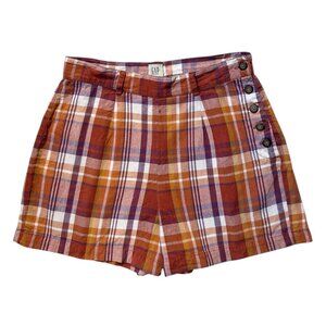 90s Y2K Vintage Highwaisted Plaid Shorts The Gap Preppy Summer Picnic Buttons.